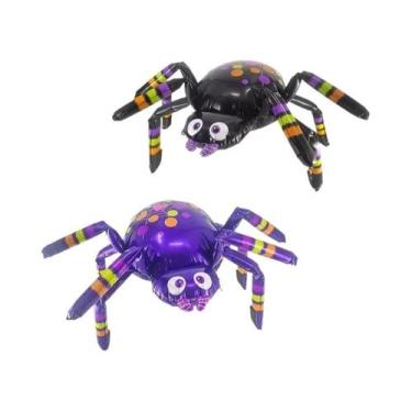 Imagem de Balão Grande De Aranha Preto E Roxo Para Decoração De Festa De Hallowe
