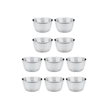 Imagem de Ramekin Tigela Inox Sobremesa Mini Bolo Sufle Molho 150ml 10un - GOURM