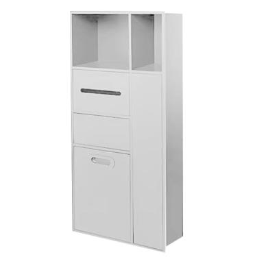 Imagem de Nichos de aço inoxidável, nichos de banheiro, caixote de lixo escondido ao lado de nichos de banheiro, prateleiras de armazenamento de cozinha para sala de estar, jardim, locais públicos (cor: branco