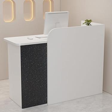 Imagem de Mesa de recepção moderna com gaveta trancável e ilhós de cabo, balcão frontal elegante para lojas de varejo, balcão de caixa elegante para maior segurança e organização - preto (G), 90 cm/35