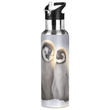 Imagem de Burbuja Garrafa de água de aço inoxidável Cute Penguins, garrafas de água isoladas a vácuo com tampa de canudo para esportes, academia, escola - à prova de vazamento e suor, sem BPA, 946 ml