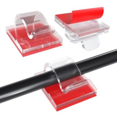 Imagem de MMOBIEL Clipes autoadesivos para cabos – Organizador de cabos com ganchos transparentes – Gerenciamento de cabos para embaixo da mesa, parede, etc. – Diâmetro dos organizadores de fios 0,26 polegadas