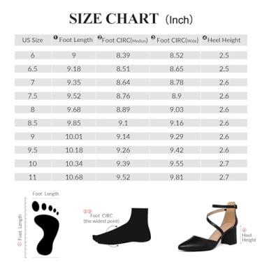 Imagem de mysoft Sapato feminino de salto baixo, grosso, bico fino, tira no tornozelo, tira no peito do pé, vestido de festa e casamento, Poliuretano preto, 8.5 Wide