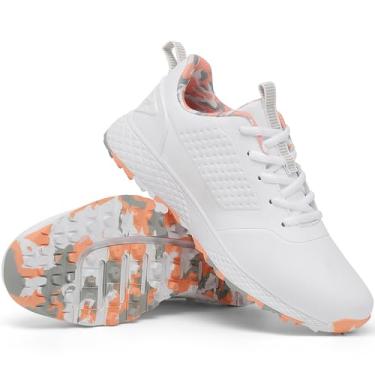 Imagem de ULTIANT Tênis esportivo feminino de golfe sem pontas à prova d'água tamanho 5-10, Branco_rosa, 40