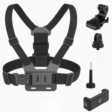 Imagem de Suporte Esportivo Peito Peitoral Para Celular E Câmera Gopro Chest Band Ajustável 360° Colete Para Vídeo E Filmagem Esporte Moto E Bike Compatível Smartphone Camera
