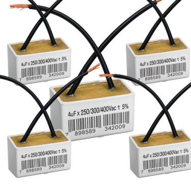 Imagem de Kit 5 capacitor 2 fios quadrado 4uf x 250/400v tri - TRIO