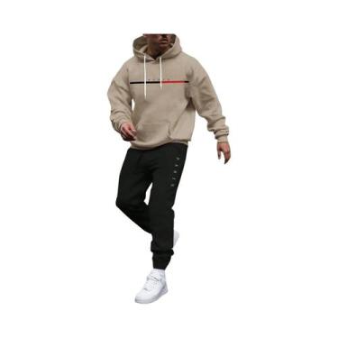 Imagem de Conjunto De Moletom Masculino Para Outono E Inverno Com Capuz E Cordão