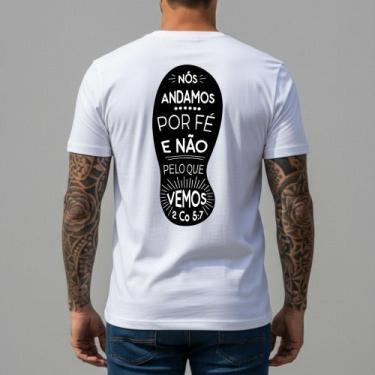 Imagem de Camisetas Brancas Personalizadas Masculina Igreja Culto Missa 100 Algo