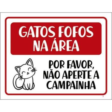 Imagem de Kit 5 Placas Gatos Fofos Não Aperte Campainha 27X35 - Sinalizo