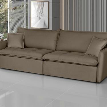 Imagem de Sofá Retrátil e Reclinável 200cm Veludo Milano Marrom