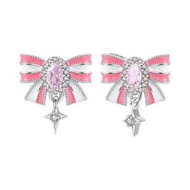 Imagem de Brincos De Argola Em Prata 925 Com Zircônia Em Formato De Coração E La