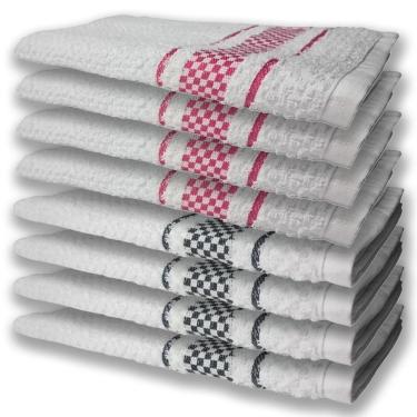 Imagem de 8 Panos De Prato Atoalhado Felpudo Premium 4 Rosa 4 Preto