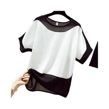 Imagem de Blusa Feminina Casual De Verão Com Decote Redondo E Manga Morcego, Cam