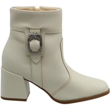 Imagem de Bota Casual Cano Mèdio Moleca Fivela Cravejada Napa Berlim Feminina, B