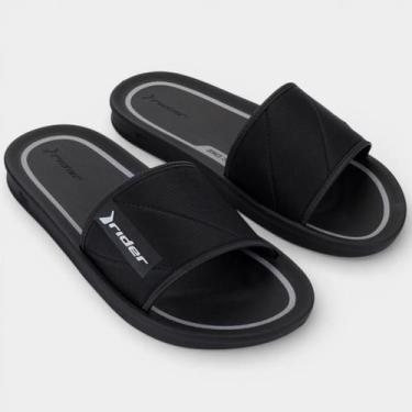 Imagem de Chinelo Rider Slide Street Listra Masculino - Preto e Cinza - 41, 41