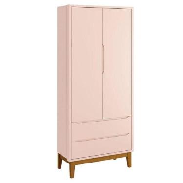 Imagem de Guarda Roupa Infantil New Classic 2 Portas Rosa Com Pés Madeira - Rell