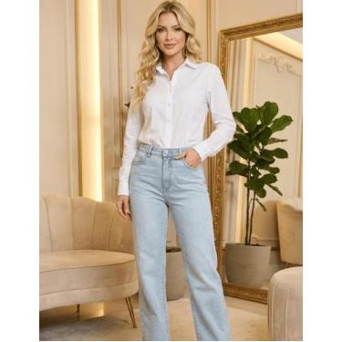 Imagem de Camisas Sociais Femininas Com Manga Longa Dobravel Com Botões Camisete