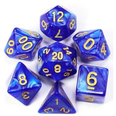 Imagem de Conjunto de 7 Dados de RPG Azul Marmorizado - Geek Marketplace