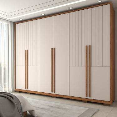 Imagem de Guarda-Roupa Casal Magnata 6 Portas 6 Gavetas 100% Mdf Freijó/Off White - Panorama Móveis