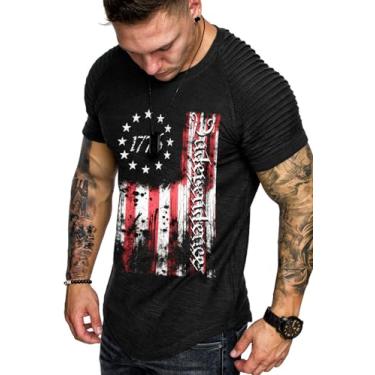Imagem de COOFANDY Camiseta masculina de manga raglã plissada manga raglã musculação academia cam...