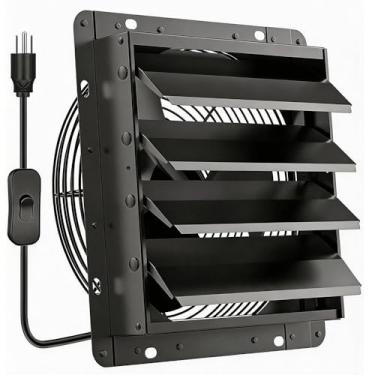 Imagem de HG Power Exaustor de 350 mm Ventilador de parede industrial 1500 m³/h com regulador de velocidade Ventilador de parede com tela de malha Exaustor com plugue UE Ventilador de janela de alumínio para