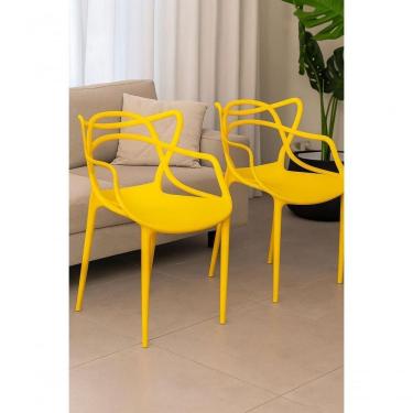 Imagem de Kit com 2 Cadeiras Allegra em Plástico Amarelo para Sala de Jantar Cozinha e Área Gourmet