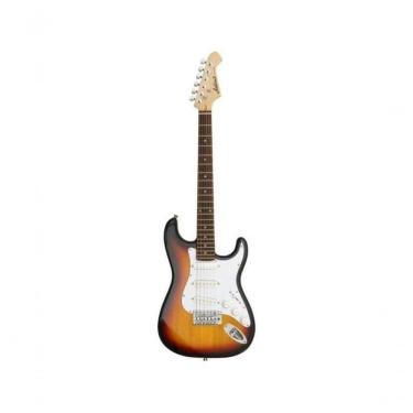 Imagem de Guitarra Elétrica Pro II STG-Mini com 3 Captadores Single Coil e Ponte Tremolo 3 Tone Sunburst Aria