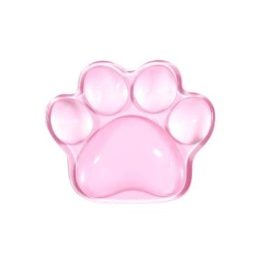 Imagem de Mouse Pad fofo rosa em forma de pata em gel de silicone transparente -