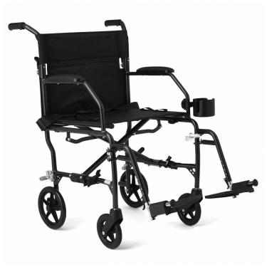 Imagem de Cadeira de Rodas de Transporte Medline Preta Dobrável Leve Assento 48 cm Capacidade 136 kg