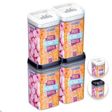 Imagem de 4 Potes Hermeticos Porta Mantimentos Empilháveis De 2300 Ml - Injeplas