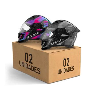 Imagem de Kit 2 Capacetes Stealth Concept Brilhante Fechados Pro Tork Masculino 