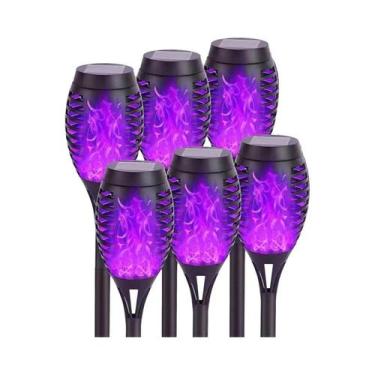 Imagem de Luzes De Tocha Solar RGB À Prova d'Água, Pacote Com 6, 12 LEDs, Decora