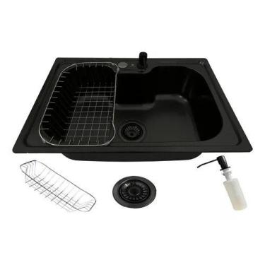 Imagem de Cuba Gourmet Cozinha Aço Inox Com Acessórios 50x40cm Preta - IMPORTADA