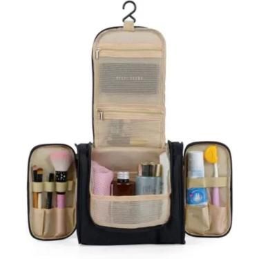 Imagem de Necessaire de Viagem de Pendurar Organizadora para Higiene com 3 Divisórias e Elásticos Fixadores 