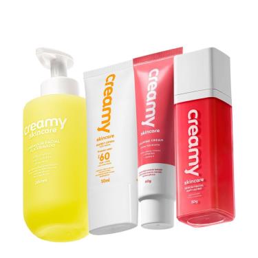 Imagem de Kit Skincare Creamy Limpador Glicerinado Protetor Solar Retinal com FPS 60 e Retinaldeído 0,05% 4 Produtos