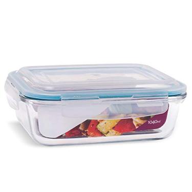 Imagem de Pote de Vidro Retangular Hermético Marmita Tampa Plástico1040ml