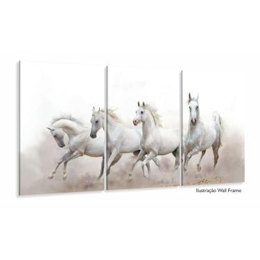 Imagem de Quadros Decorativos Cavalos Fazenda Sala 120x60 3 peças