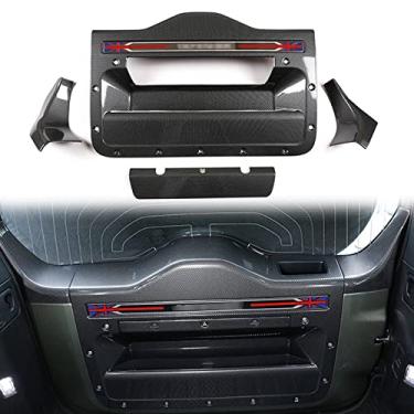 Imagem de FINMOKAL para Land Rover Defender 110 2020-2022 Placa de proteção decorativa para porta-malas de fibra de carbono