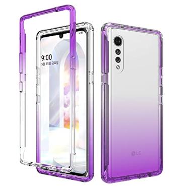 Imagem de YUNCHAO Caixa de telefone Para LG Velvet Choffrof High Transparência de Alteração Gradual de duas cores PC+TPU Candy Colors Case de proteção telefônica capa para celular