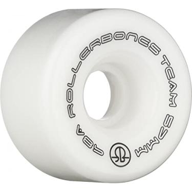 Imagem de RollerBones Logotipo da equipe 57 mm 98A rodas brancas recreativas para patins pacote com 8
