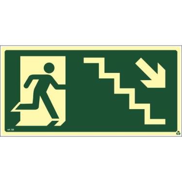 Imagem de Placa De Sinalização S8 - Saída Por Escada Descendo A Direita - Extinp