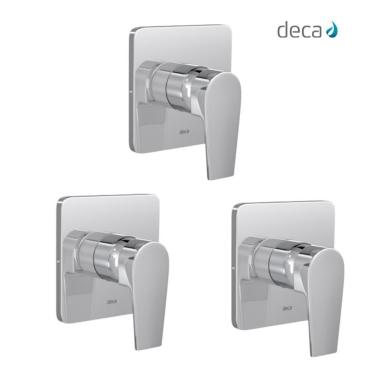 Imagem de Kit 3 Acabamento Monocomando Para Chuveiro Level Alta E Baixa Pressão 4993 Cromado Deca