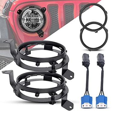 Imagem de Suporte de montagem para farol esquerdo e direito com ajustes totalmente direcionais SPL com adaptadores especiais para 2018 2019 Jeep Wrangler JL