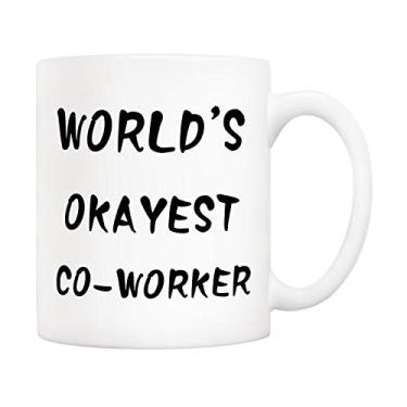 Imagem de 5Aup Christmas Gifts Funny Coworker Coffee Mug, World's Okayest Co-worker Novelty Ceramic Cups 11Oz, Unique Office Gifts for Coworker Friend Colleague