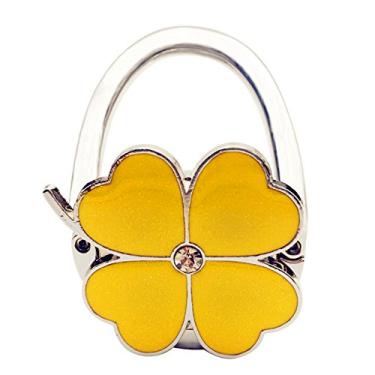 Imagem de JewelBeauty Suporte de gancho de mesa dobrável com design de trevo de quatro folhas (amarelo)