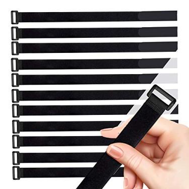 Imagem de Cinch Straps, cabo de nylon preto reutilizável / alças de segurança, pacote com 12 x 1 polegada