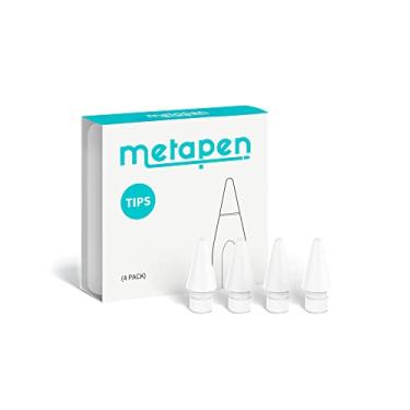 Imagem de Metapen Pontas de lápis para Apple Pencil 2ª e 1ª geração – tamanho original 1:1 (4 peças, 100% duráveis), serve bem com a caneta iPad para iPad Pro/Mini/Air, pontas Stylus ativas (branca, não amarela