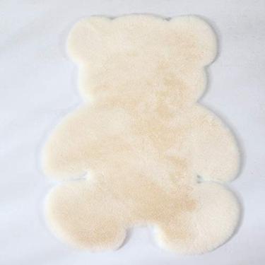 Imagem de Tapetes de área falsos fofos, super macios e fofos tapete em forma de desenho animado pilha curta antiderrapante lavável para sala de estar quarto estudo banheiro varanda almofada de sofá infantil, branco leitoso, 60 * 80 cm