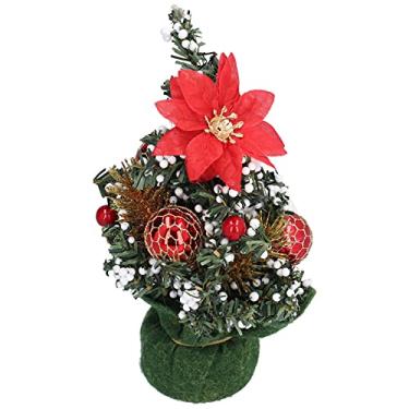 Imagem de Árvore de Natal Artificial, Mini Não-tecidos de 7,9 pol. Bonitos Cores Brilhantes, Ornamentos Inovadores para Decoração de Árvore de Natal(Red)