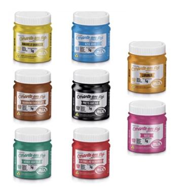 Imagem de Kit 08 Corante Pó Comestível Para Decoração Confeitaria, Caldas, Cremes, Brigadeiros, Doces Mix